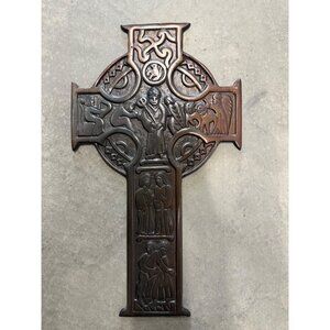 Celtic Knot Design Bronze Decorative Wall Cross With Intricate Religious Engravi